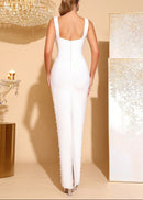 Baina Floral Detail Pearl Maxi Dress In White