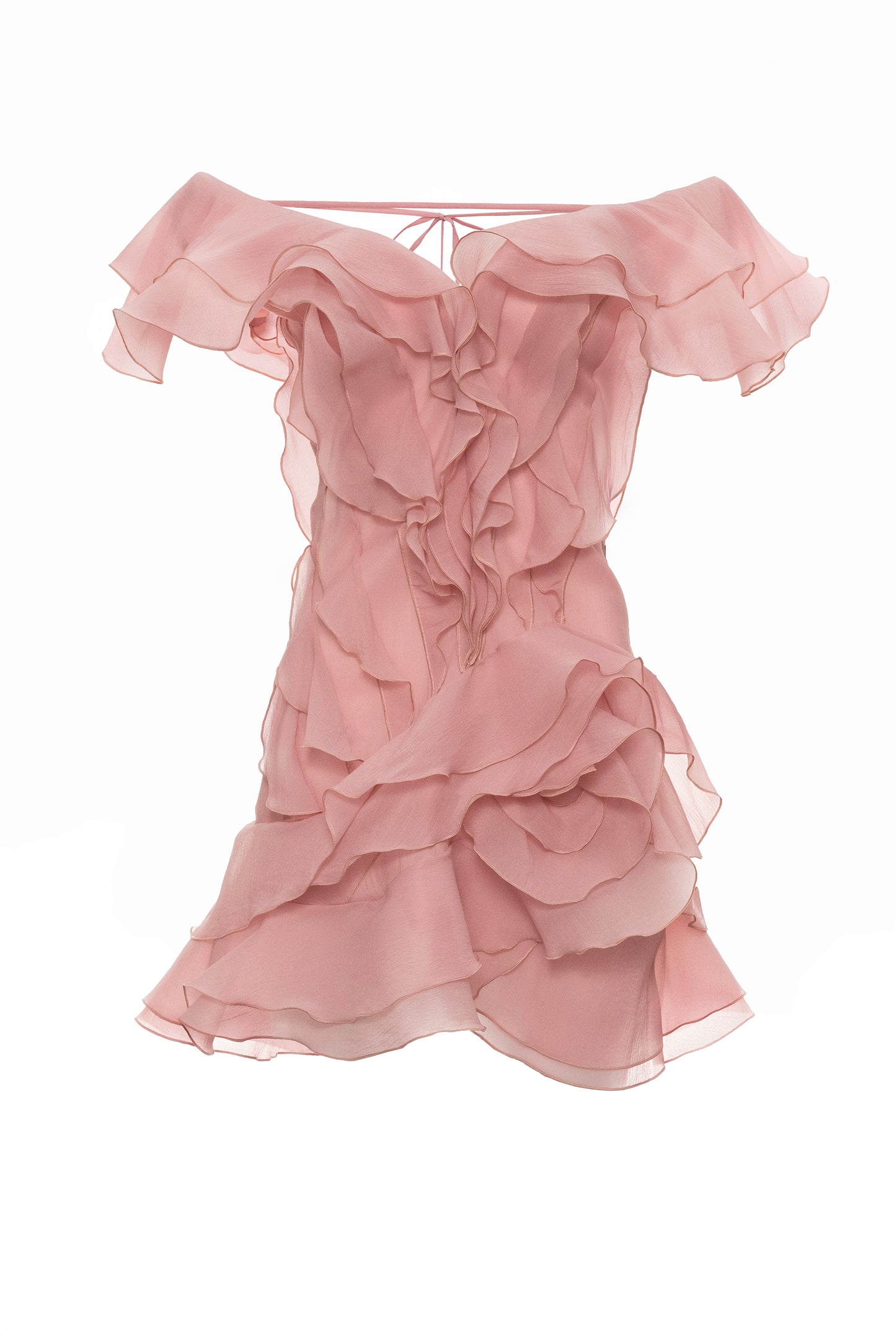 Theia Ruffle Layers Strapless Mini Dress In Pink