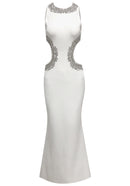 Latimer Crystal Cutout Detail Maxi Dress In White