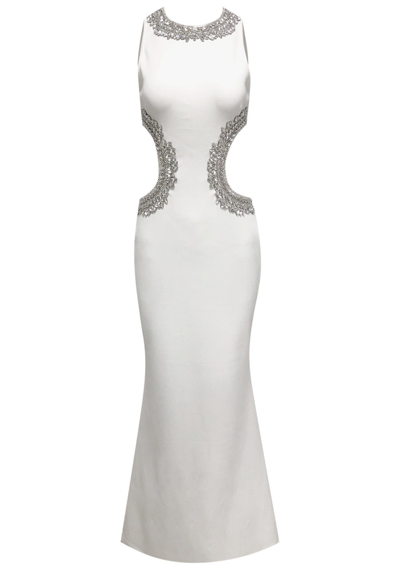 Latimer Crystal Cutout Detail Maxi Dress In White
