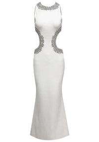 Latimer Crystal Cutout Detail Maxi Dress In White
