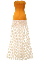 Benicio Strapless A Line Maxi Dress In Mustard Ivory