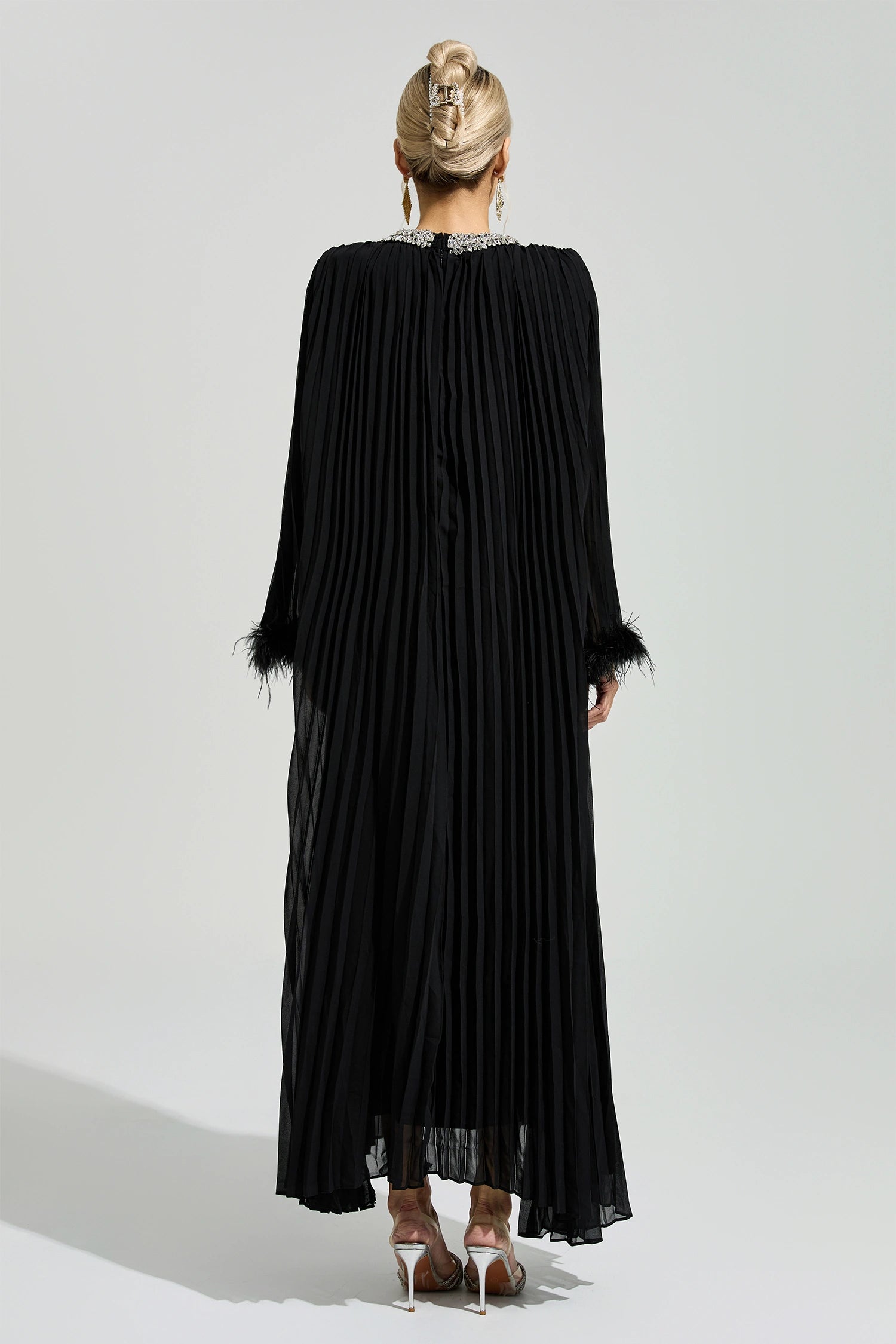 Joran Black Feather Maxi Dress