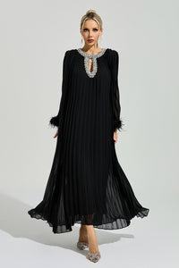 Joran Black Feather Maxi Dress