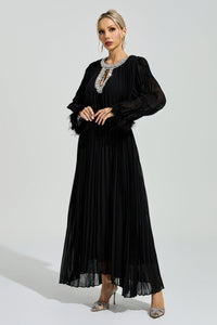 Joran Black Feather Maxi Dress