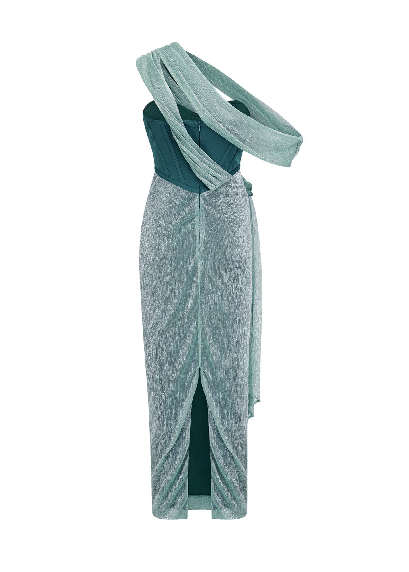 Piroska Ribbon-Design Corset Maxi Dress In Green