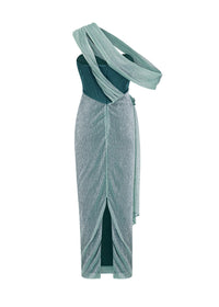 Piroska Ribbon-Design Corset Maxi Dress In Green