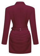 Aleksandra Burgundy Ruched Blazer Mini Dress