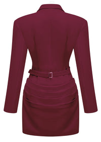 Aleksandra Burgundy Ruched Blazer Mini Dress