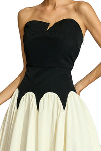 Fyrixon Contrast Strapless Maxi Dress In Black White