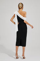 Ryxalia Bow One Shoulder Bandage Dress In Black