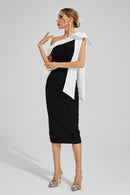 Ryxalia Bow One Shoulder Bandage Dress In Black