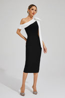 Braelyn Black Bow One Shoulder Bandage Dress