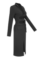 Rayen Button-Button Suit Skirt Two-Piece Set In Black