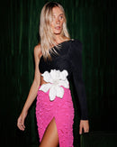 Unika Colorblock Beaded Floral One-Shoulder Bandage Maxi Dress