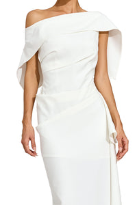 Felara Ruffle Off Shoulder Maxi Dress In White