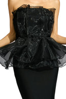 Feyren Peplum Evening Maxi Dress In Black