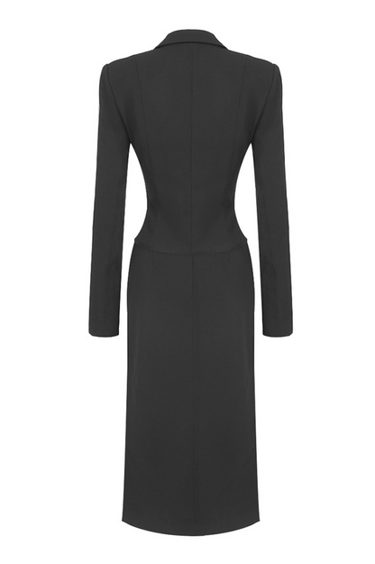 Rayen Button-Button Suit Skirt Two-Piece Set In Black