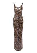 Vyron Cape Animal Print Maxi Dress