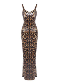 Vyron Cape Animal Print Maxi Dress
