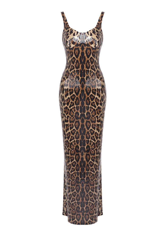 Vyron Cape Animal Print Maxi Dress