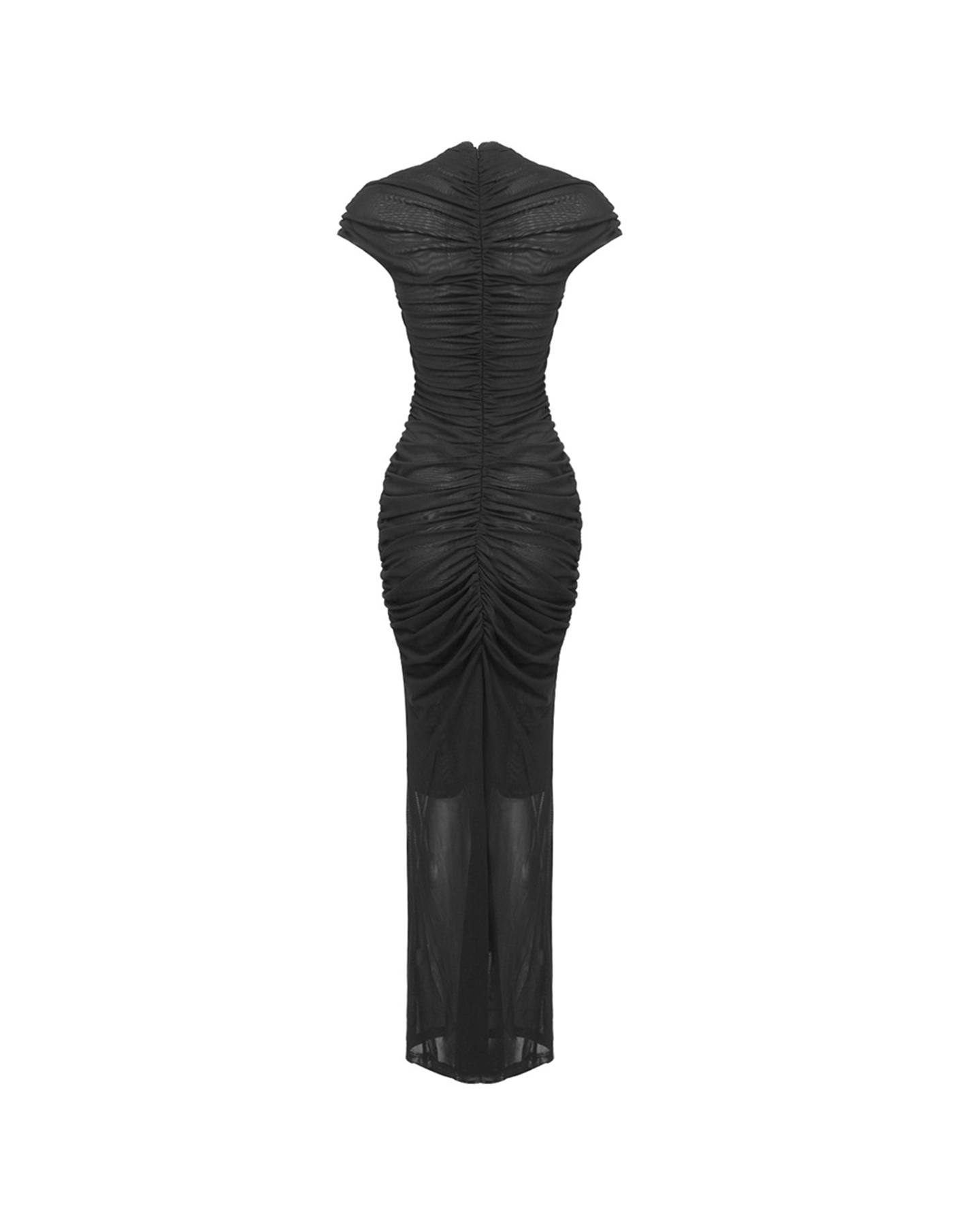 Ivanie Mesh Retro Maxi Dress In Black