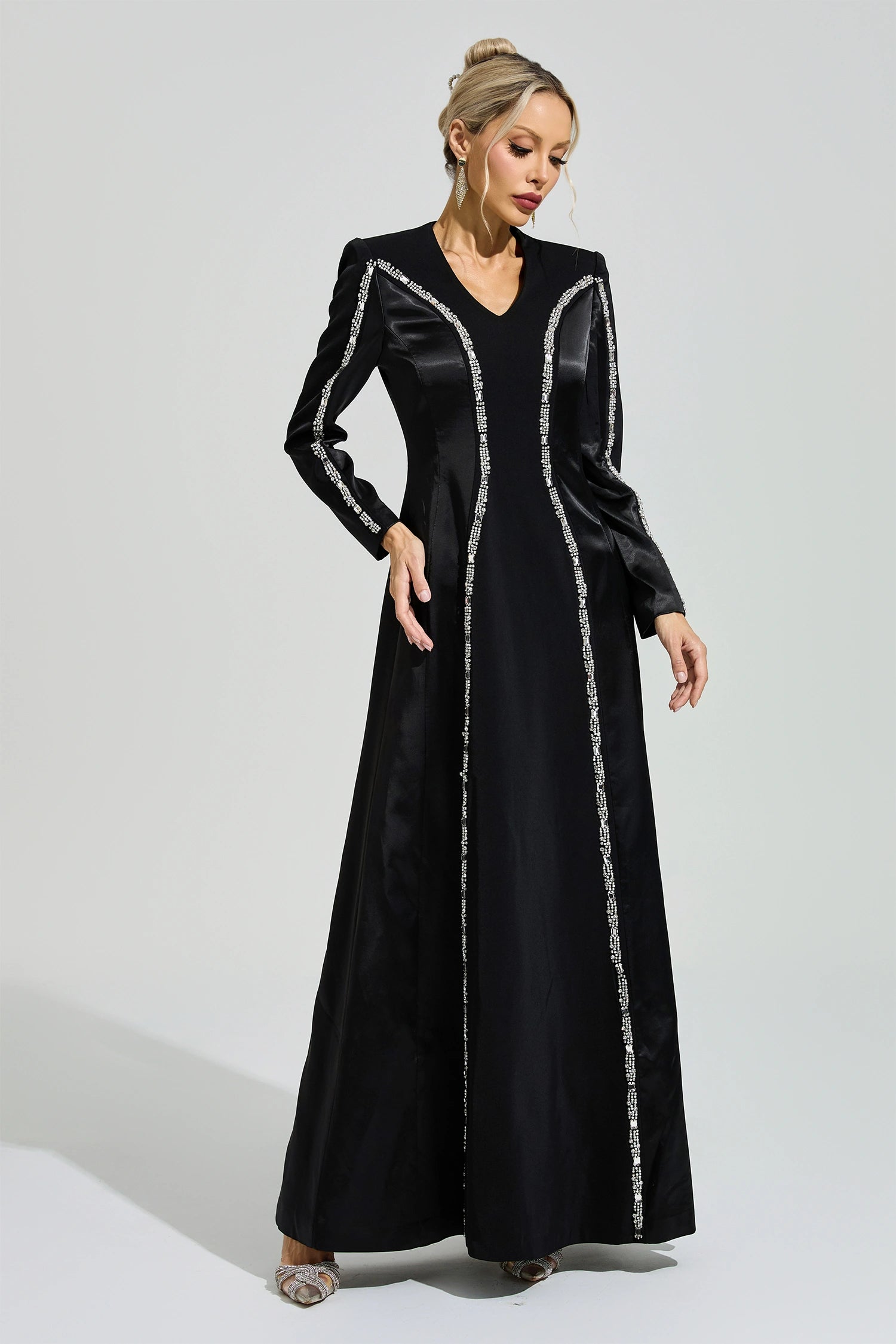 Uxila Black V-Neck Maxi Dress