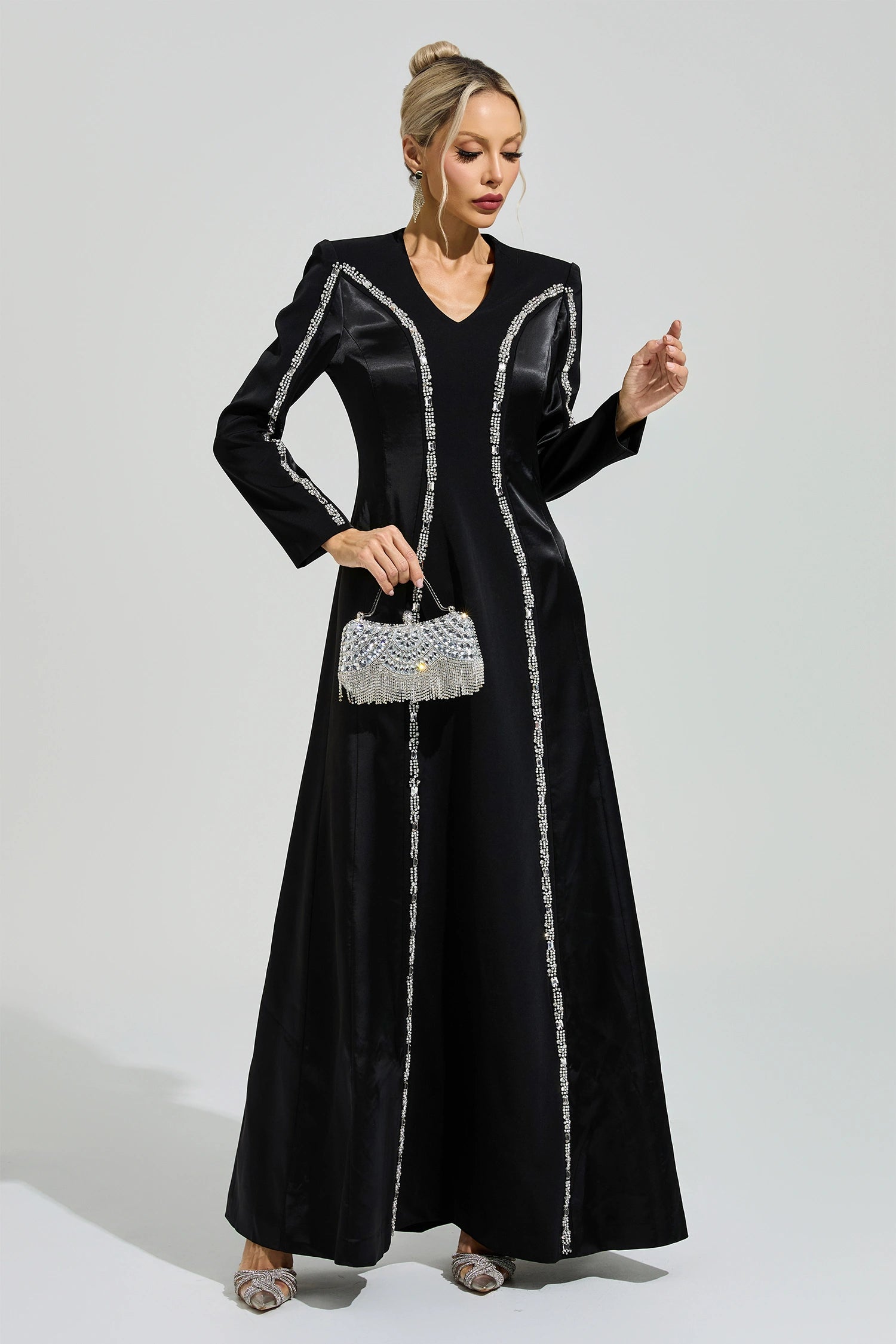Uxila Black V-Neck Maxi Dress