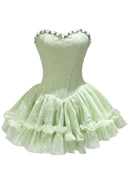 Findlay Strapless Floral Skater Mini Dress In Green