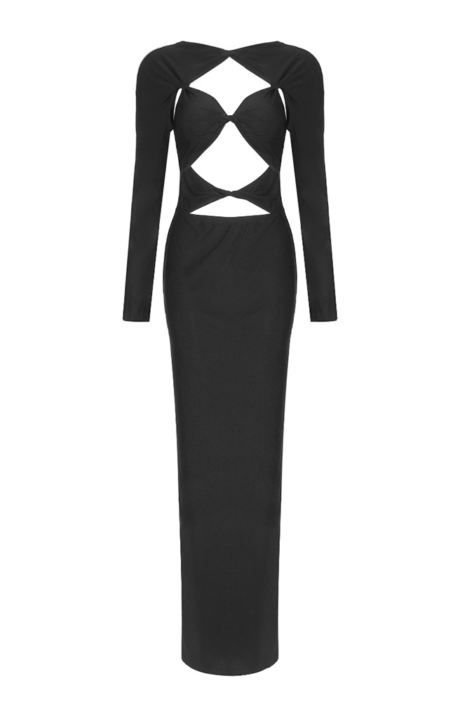 Eliana Twisted Long-Sleeve Cutout Maxi Dress