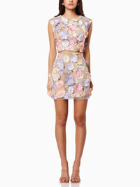 Melinda Floral Embroidered Skirt Set