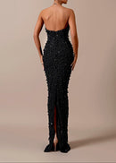 Jarmo Strapless Sequin Embellished Maxi Dress In Black