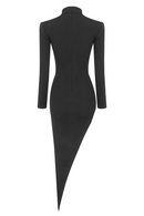 Zamir Crystal Buckle Cutout Asymmetrical Knit Dress
