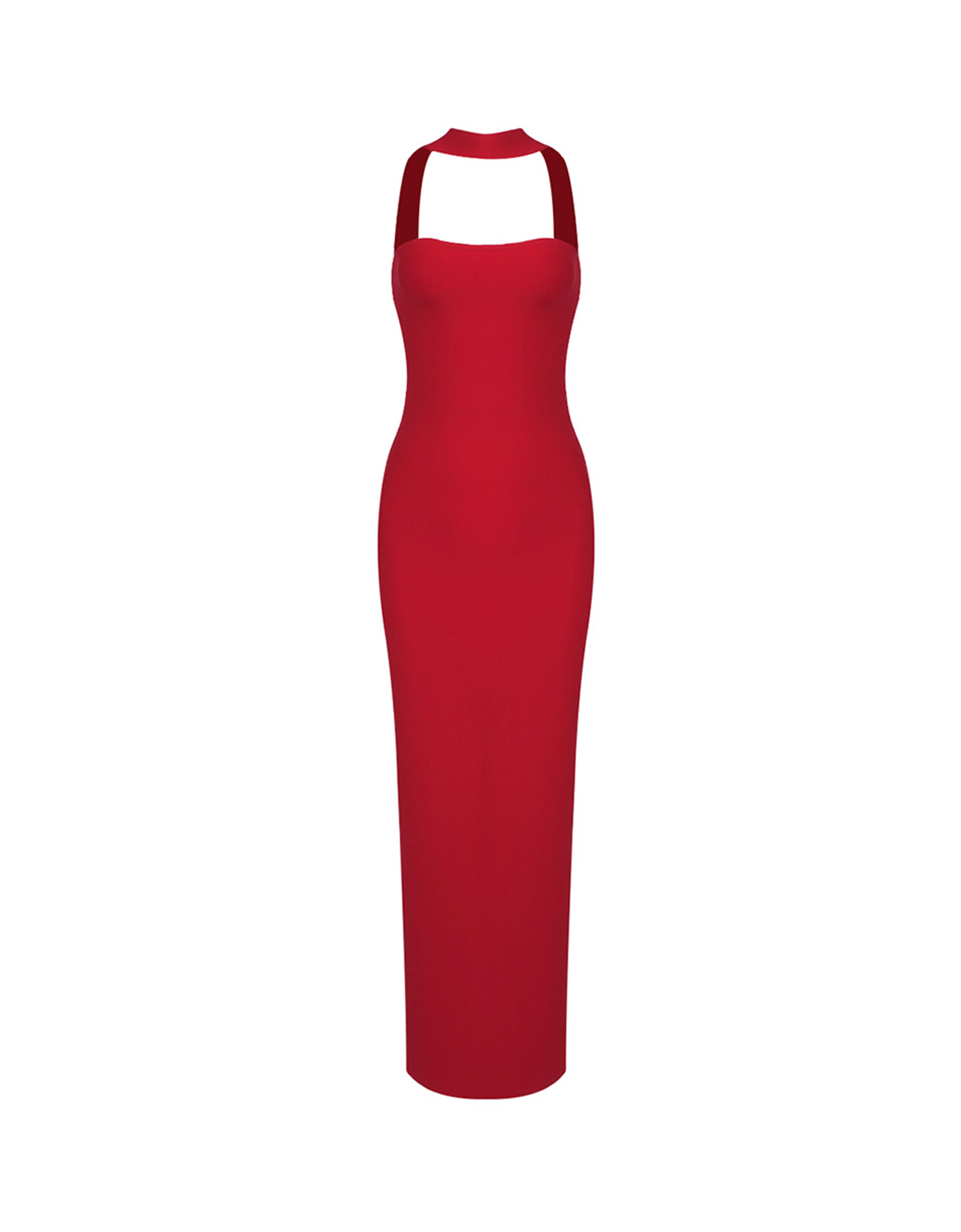 Karen Cutout Halter Backless Maxi Dress In Red