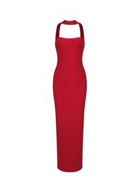 Karen Cutout Halter Backless Maxi Dress In Red