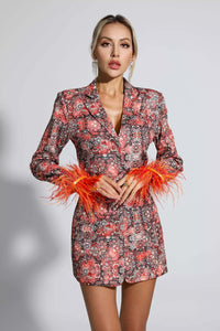 Citrine Long Sleeve Floral Blazer Dress