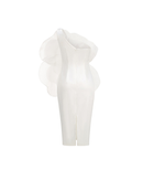 Zayne Mesh Flower One Shoulder Midi Dress In White