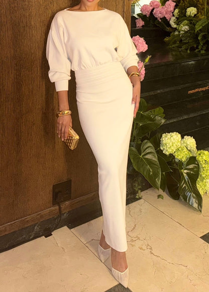 Ilyria Long Sleeve Maxi Dress In White