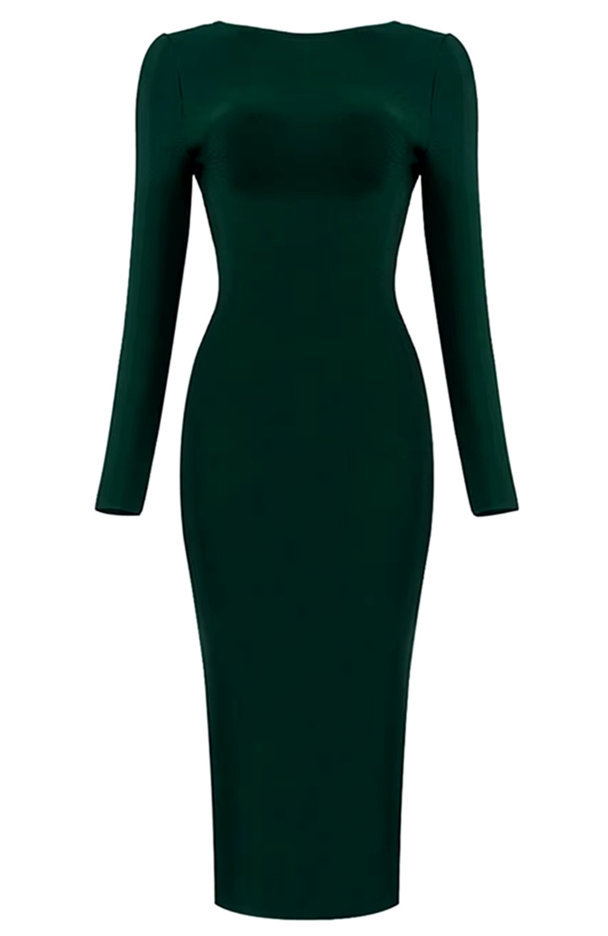 Grey Plunge Reversible Bandage Midi Dress In Green M Grey Plunge Reversible Bandage Midi Dress In Green M