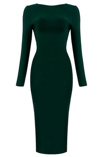 Grey Plunge Reversible Bandage Midi Dress In Green