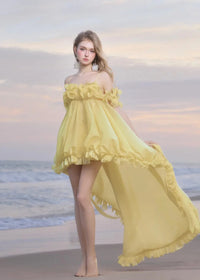 Exvira Spaghetti Ruffle Asymmetric Dress