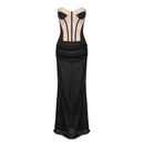 Ninamo Strapless Corset Two Piece Maxi Dress Black Nude
