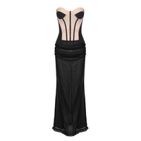 Ninamo Strapless Corset Two Piece Maxi Dress Black Nude