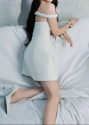 Gryvath Off Shoulder Flare Mini Dress In White