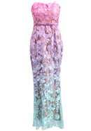 Jryxan Strapless Gradient Floral Maxi Dress