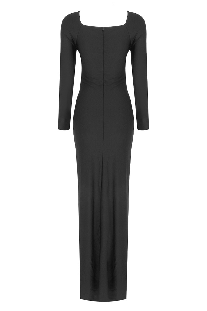 Eliana Twisted Long-Sleeve Cutout Maxi Dress Night Novas Eliana Twisted Long-Sleeve Cutout Maxi Dress Night Novas