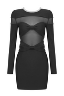 Gricely Bow Mesh  Dress In Black