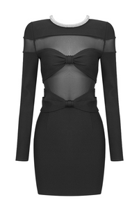 Gricely Bow Mesh  Dress In Black