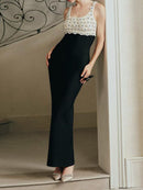 Isometry Floral Bustier Maxi Dress Black In Ivory