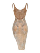 Norbert Embellished Backless Midi Dress In Nude